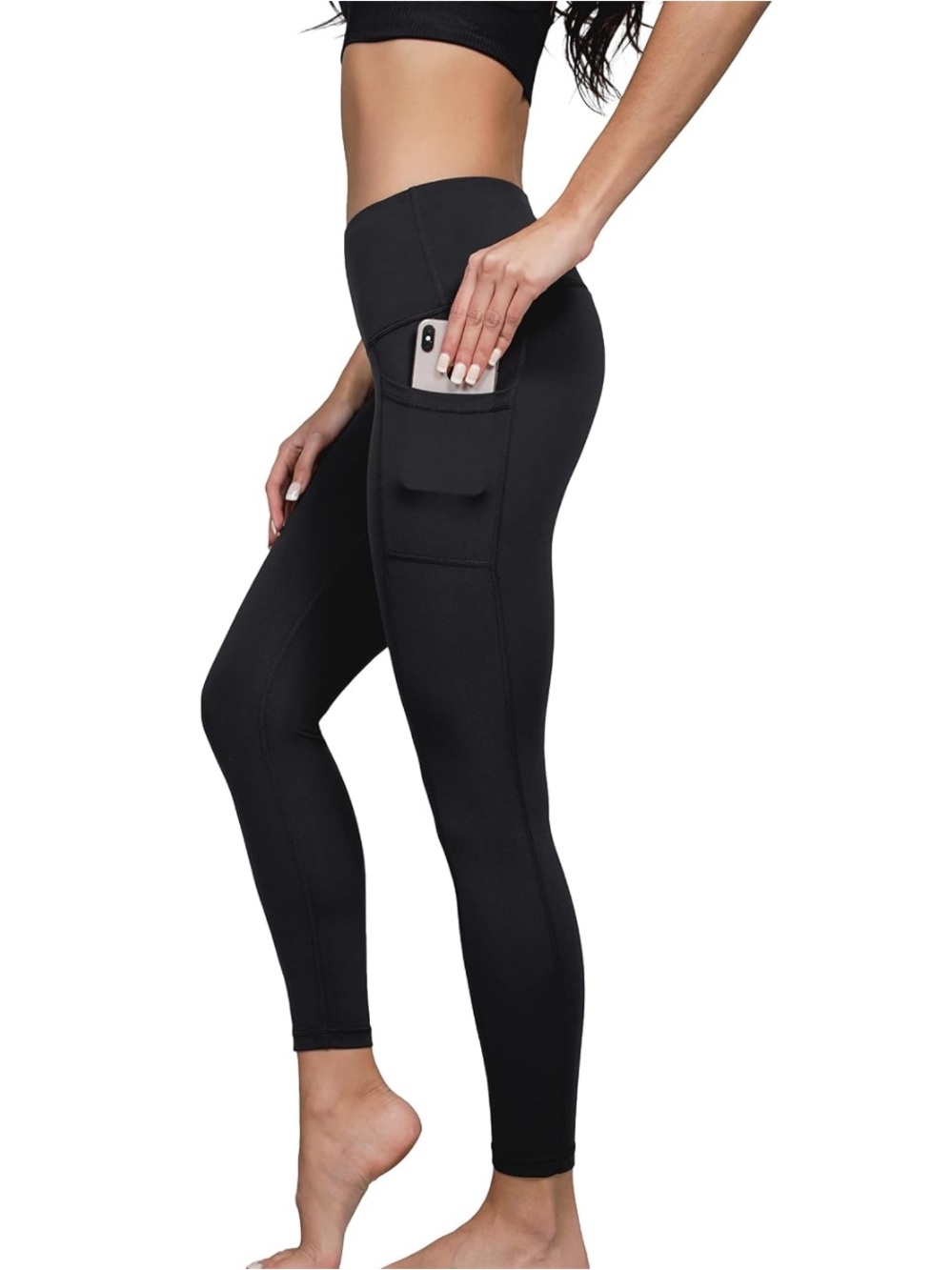 Women's Yogalicious Lux Black High-Waist Black Pocketed Leggings Size Small NWT
